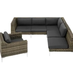 tectake Modulaire ratelset Villanova aluminium, linkerhoek, Gemêleerd Antraciet
