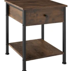 tectake Nachtkastje Bradford 40x40x55,5cm, Industrieel Hout Donker, Rustiek