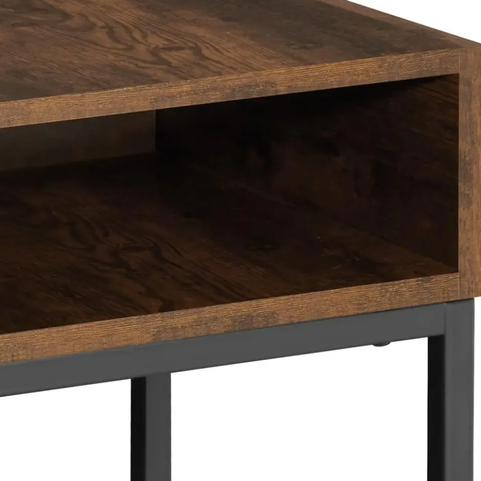 tectake Nachtkastje Harlow 40,5x40,5x52,5cm, Industrieel Hout Donker, Rustiek