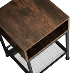 tectake Nachtkastje Harlow 40,5x40,5x52,5cm, Industrieel Hout Donker, Rustiek