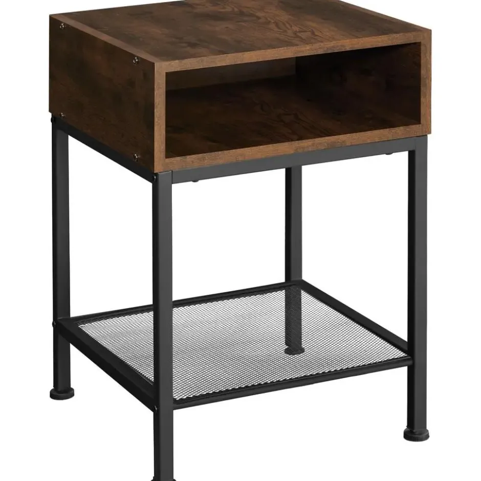 tectake Nachtkastje Harlow 40,5x40,5x52,5cm, Industrieel Hout Donker, Rustiek