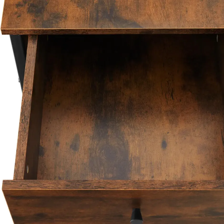 tectake Nachtkastje Killarney 45x46x55,5cm, Industrieel Hout Donker, Rustiek