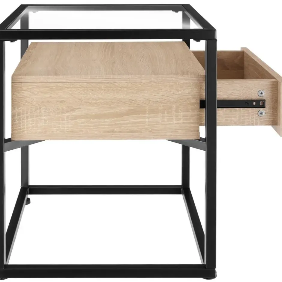 tectake Nachtkastje Preston 43x45x54,5cm, Industrieel Licht Hout, Eiken Sonoma