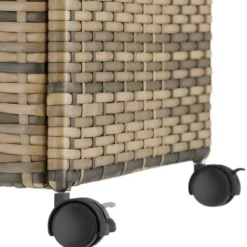 tectake Opbergbox Kuusamo, rotan, met aluminium frame en wieltjes, Natuur
