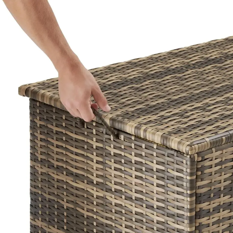 tectake Opbergbox Kuusamo, rotan, met aluminium frame en wieltjes, Natuur