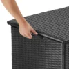 tectake Opbergbox Kuusamo, rotan, met aluminium frame en wieltjes, Zwart