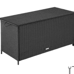 tectake Opbergbox Kuusamo, rotan, met aluminium frame en wieltjes, Zwart