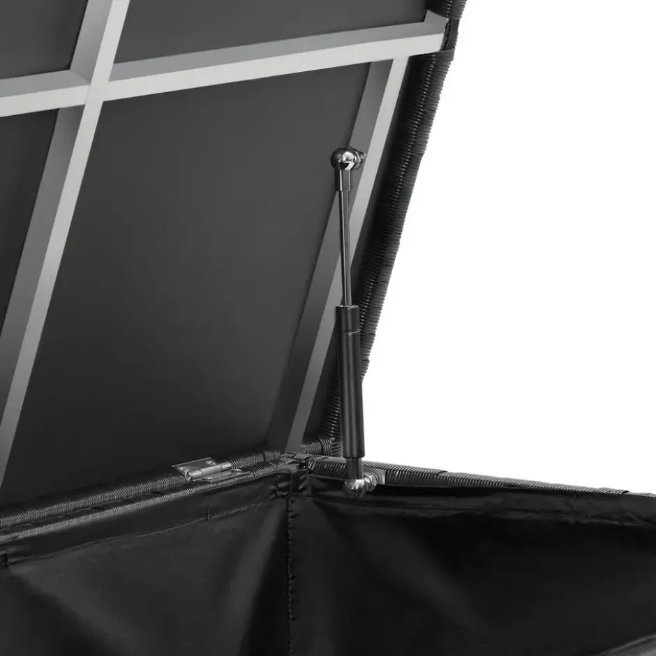 tectake Opbergbox Kuusamo, rotan, met aluminium frame en wieltjes, Zwart