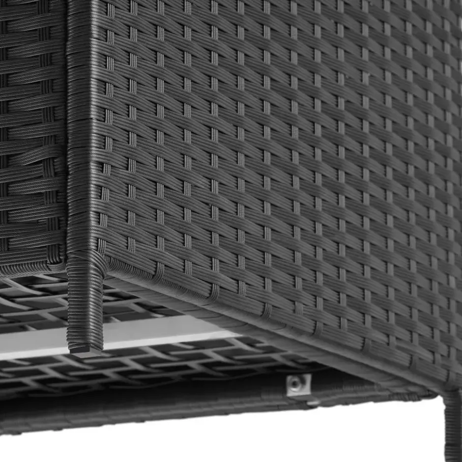 tectake Opbergbox Kuusamo, rotan, met aluminium frame en wieltjes, Zwart