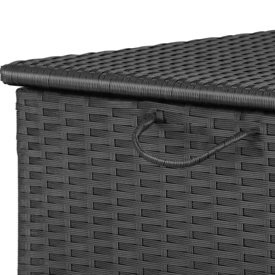 tectake Opbergbox Kuusamo, rotan, met aluminium frame en wieltjes, Zwart