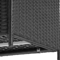 tectake Opbergbox Kuusamo, rotan, met aluminium frame en wieltjes, Zwart/Zwart