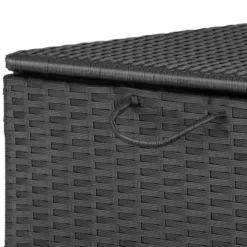 tectake Opbergbox Kuusamo, rotan, met aluminium frame en wieltjes, Zwart/Zwart