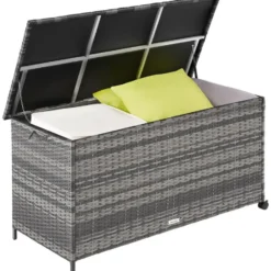 tectake Opbergbox, 253 l, Aluminium, 2 zwenkwielen met rem, Grijs