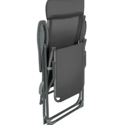 tectake 2 opvouwbare aluminium tuinstoelen met rug- en voetsteun, Antraciet