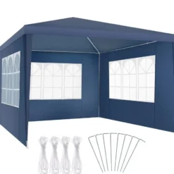 tectake Paviljoen Barinas met 3 zijdelen, waterdicht, 3x3m, Blauw