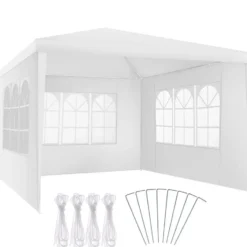 tectake Paviljoen Barinas met 3 zijdelen, waterdicht, 3x3m, Wit