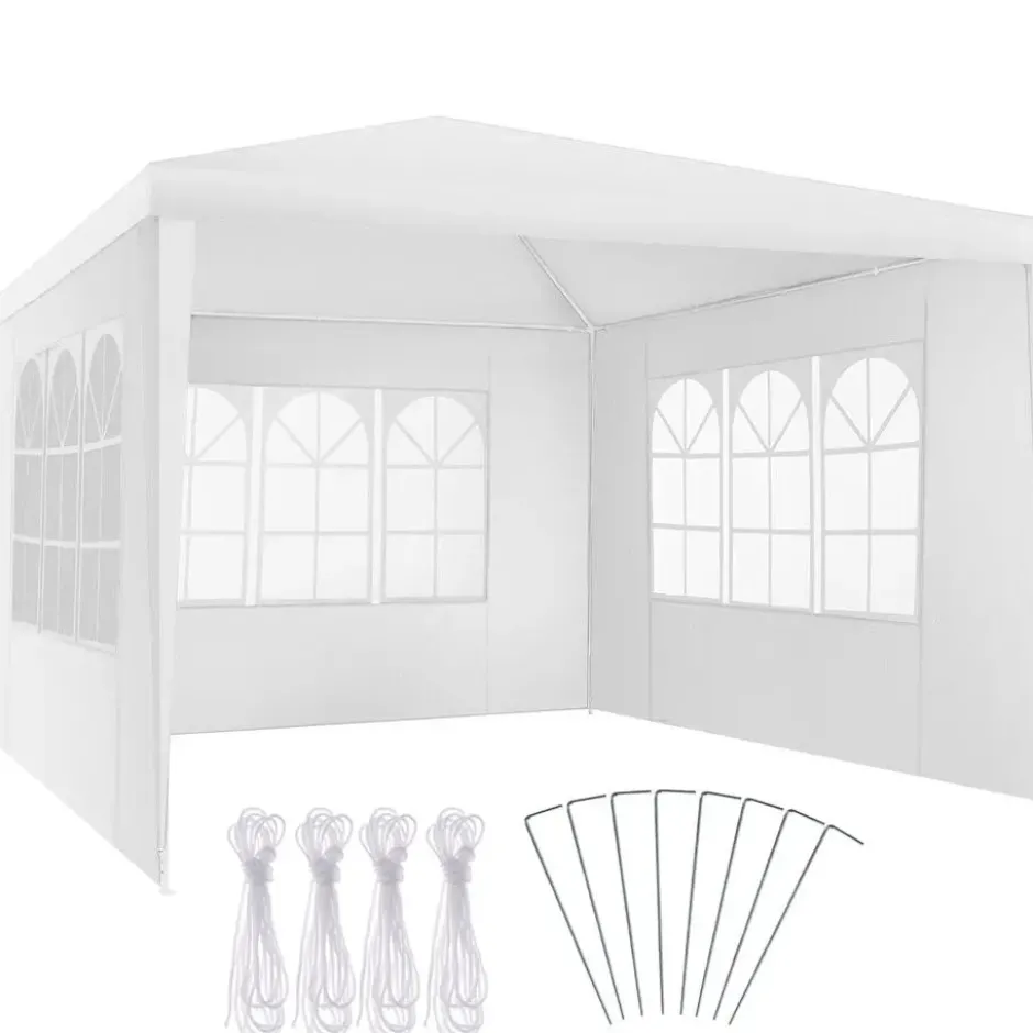 tectake Paviljoen Barinas met 3 zijdelen, waterdicht, 3x3m, Wit