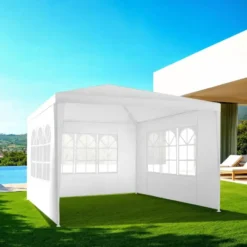 tectake Paviljoen Barinas met 3 zijdelen, waterdicht, 3x3m, Wit