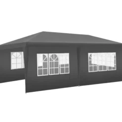 tectake Paviljoen Novara met 5 zijpanelen, waterdicht, 6x3m, Grijs