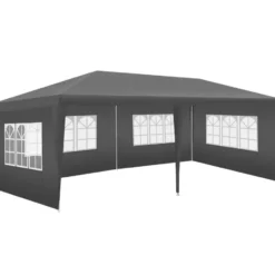 tectake Paviljoen Novara met 5 zijpanelen, waterdicht, 6x3m, Grijs