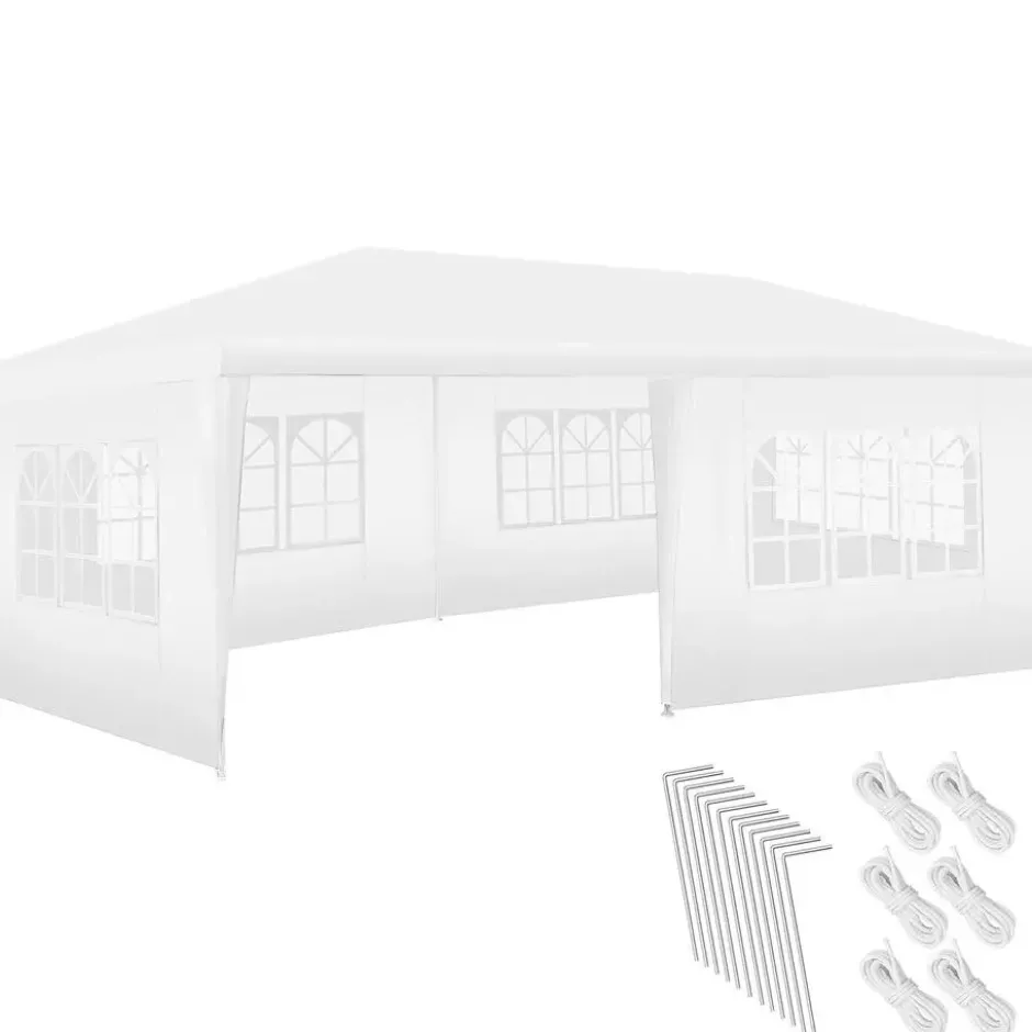 tectake Paviljoen Novara met 5 zijpanelen, waterdicht, 6x3m, Wit