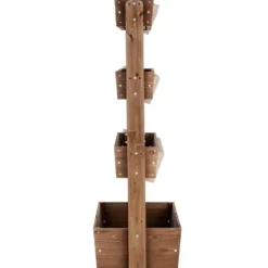 tectake Plantenbak Flora, gelakt hout, met plantenfolie, Bruin