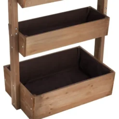 tectake Plantenbak Flora, gelakt hout, met plantenfolie, Bruin
