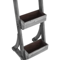 tectake Plantenbak Flora, gelakt hout, met plantenfolie, Grijs