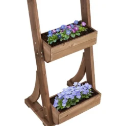 tectake Plantenbak Flora, gelakt hout, met plantenfolie, Bruin