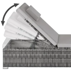 tectake Rieten Ligstoel - Polyrotan - Comfort Verstelbare Rugleuning - Grijs