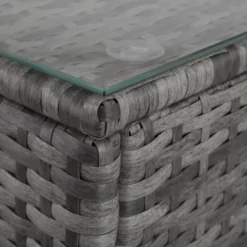 tectake Rieten Ligstoel - Polyrotan - Comfort Verstelbare Rugleuning - Grijs