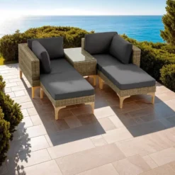 tectake Rotanlounge met aluminium frame Bellaria, Natuur