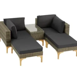 tectake Rotanlounge met aluminium frame Bellaria, Natuur
