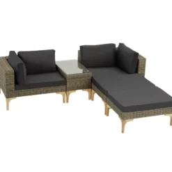 tectake Rotanlounge met aluminium frame Bellaria, Natuur
