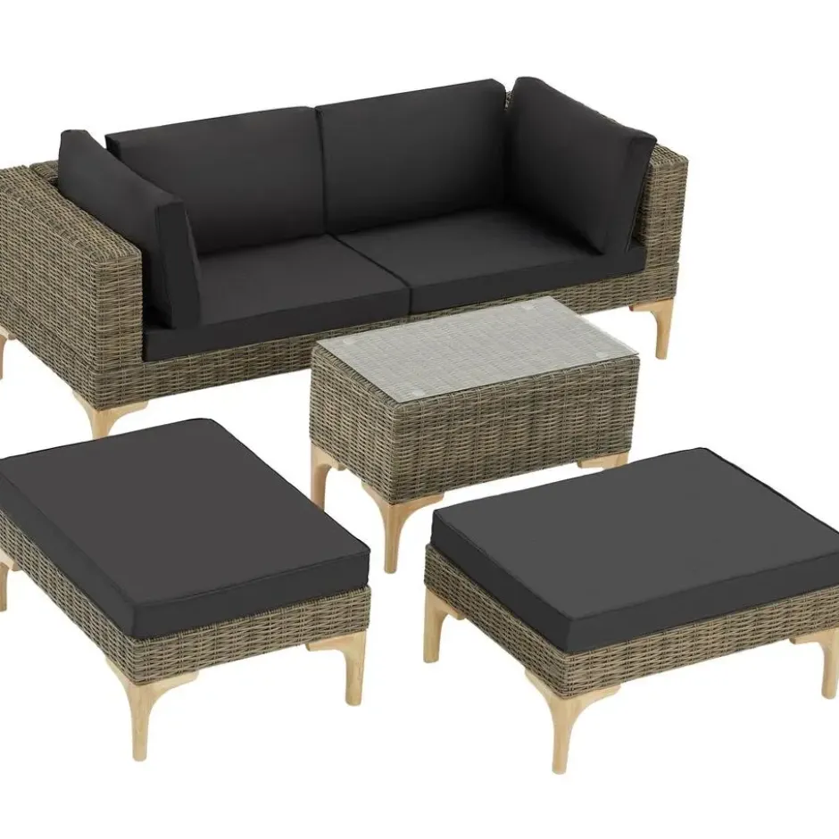tectake Rotanlounge met aluminium frame Bellaria, Natuur