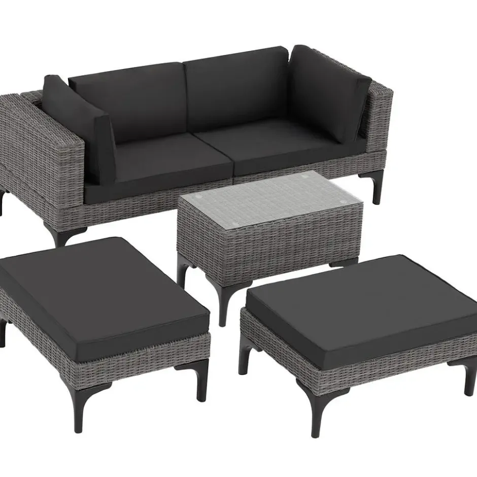 tectake Rotanlounge met aluminium frame Bellaria, Grijs