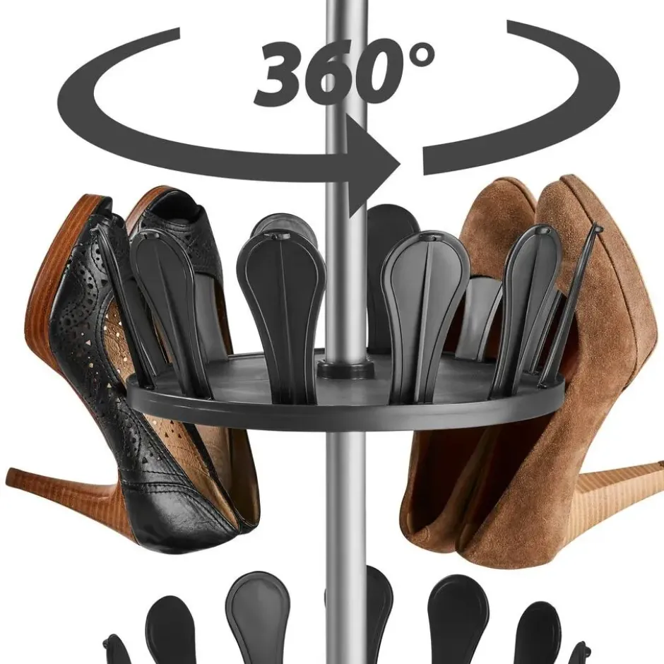 tectake Schoenencarrousel 26,5x100-300cm, plek voor 48 paar schoenen, Zwart