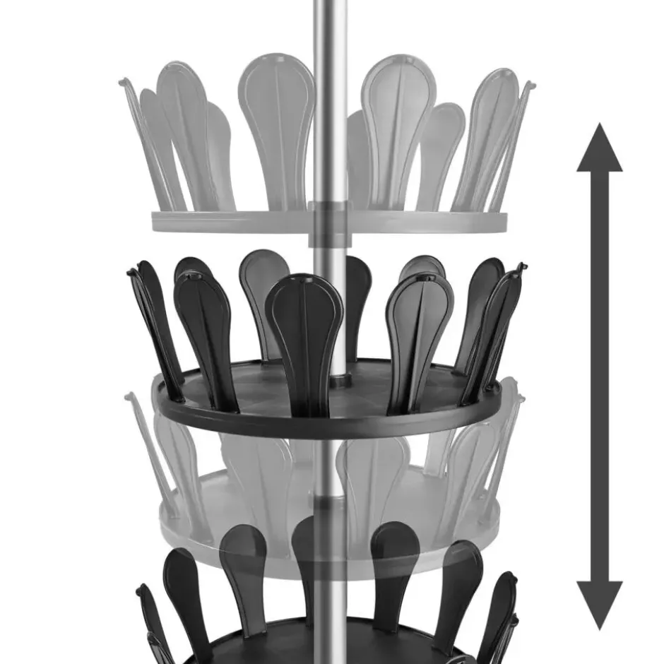 tectake Schoenencarrousel 26,5x100-300cm, plek voor 48 paar schoenen, Zwart