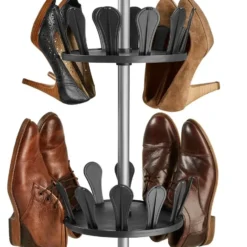 tectake Schoenencarrousel 26,5x100-300cm, plek voor 48 paar schoenen, Zwart