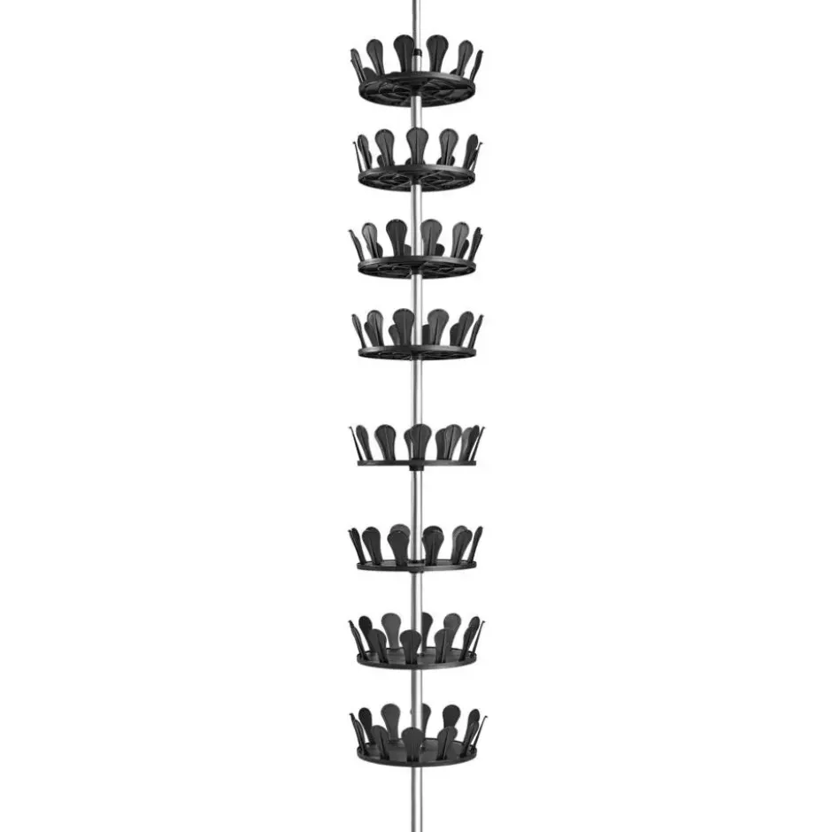 tectake Schoenencarrousel 26,5x100-300cm, plek voor 48 paar schoenen, Zwart