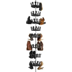 tectake Schoenencarrousel 26,5x100-300cm, plek voor 48 paar schoenen, Zwart