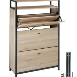 tectake Schoenenkast, Industrieel Licht Hout, Eiken Sonoma