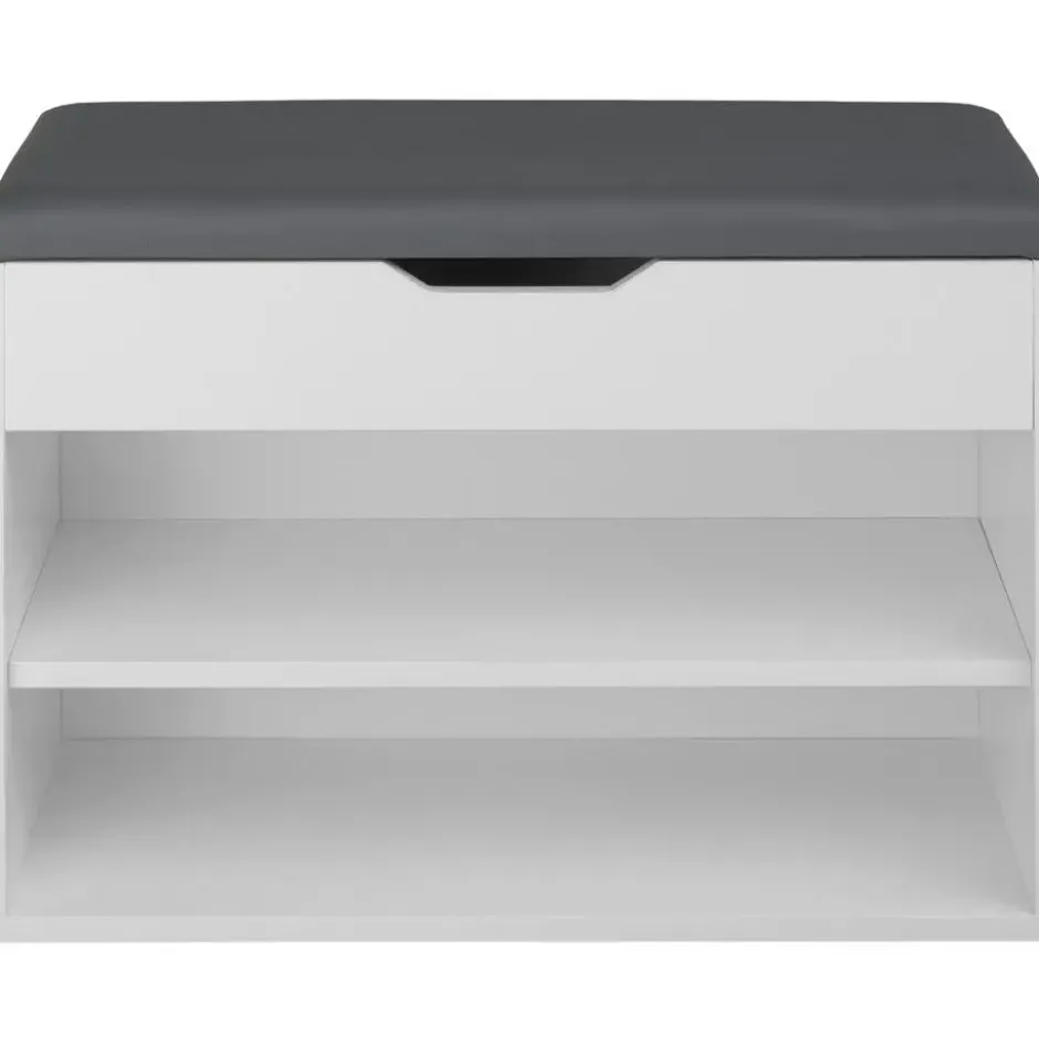 tectake Schoenenkast Jasmina met zitkussen 60x30x43,5cm, Wit