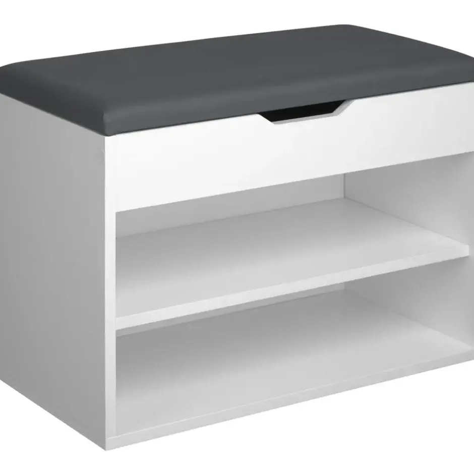tectake Schoenenkast Jasmina met zitkussen 60x30x43,5cm, Wit