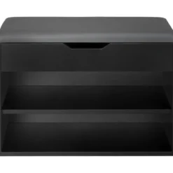 tectake Schoenenkast Jasmina met zitkussen 60x30x43,5cm, Zwart