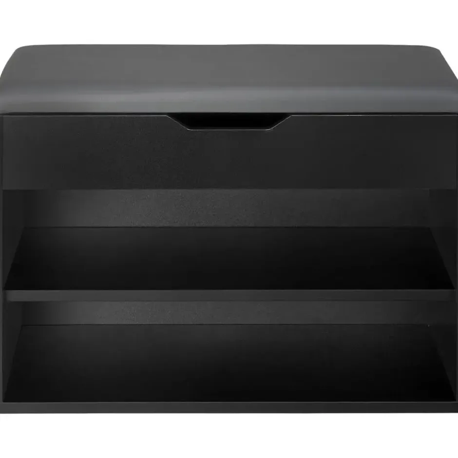 tectake Schoenenkast Jasmina met zitkussen 60x30x43,5cm, Zwart