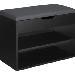 tectake Schoenenkast Jasmina met zitkussen 60x30x43,5cm, Zwart
