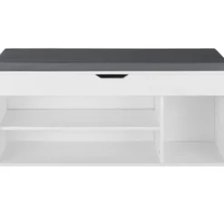 tectake Schoenenkast Natalya met zitkussen 104x30x49cm, Wit
