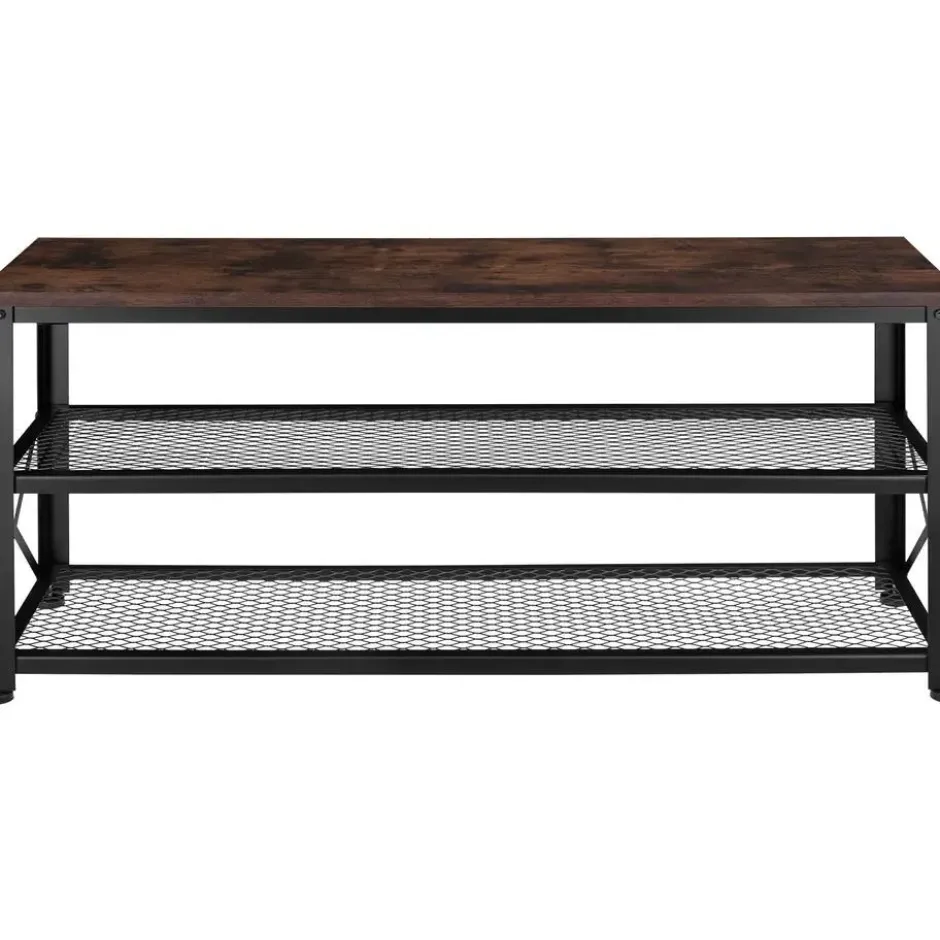 tectake Schoenenrek Blackpool 101x30,5x45,5cm, Industrieel Hout Donker, Rustiek
