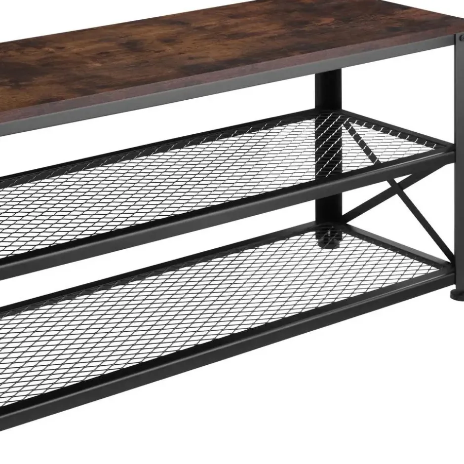 tectake Schoenenrek Blackpool 101x30,5x45,5cm, Industrieel Hout Donker, Rustiek